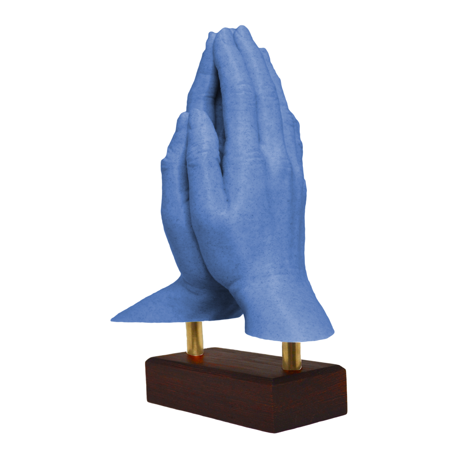 "Hands of Prayer" Sculpture (Blue)