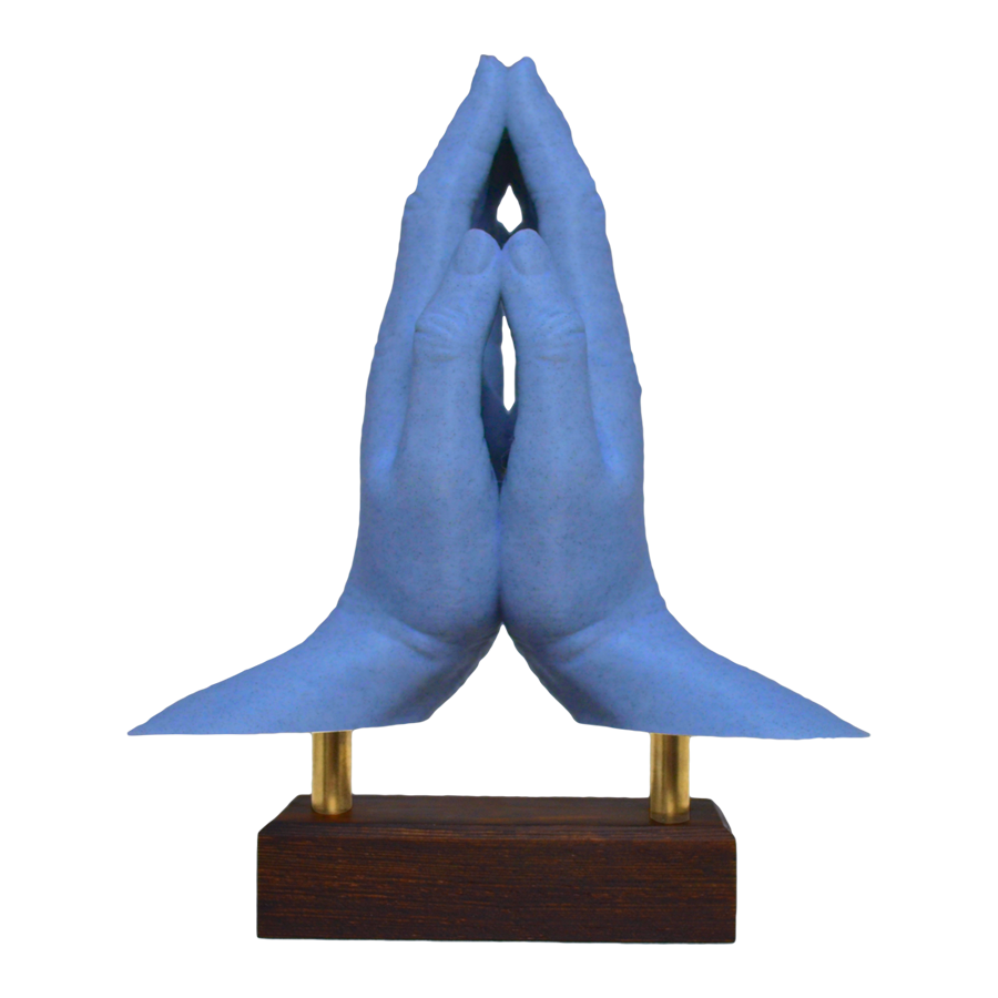 "Hands of Prayer" Sculpture (Blue)