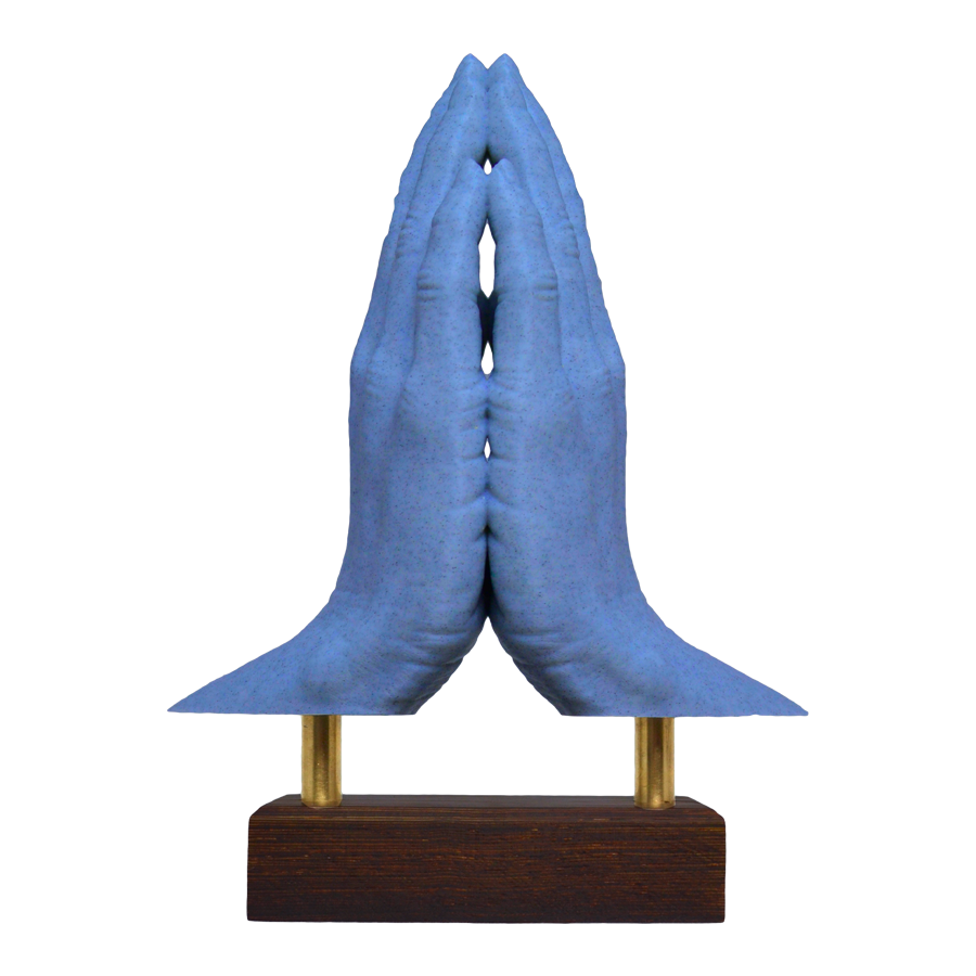 "Hands of Prayer" Sculpture (Blue)