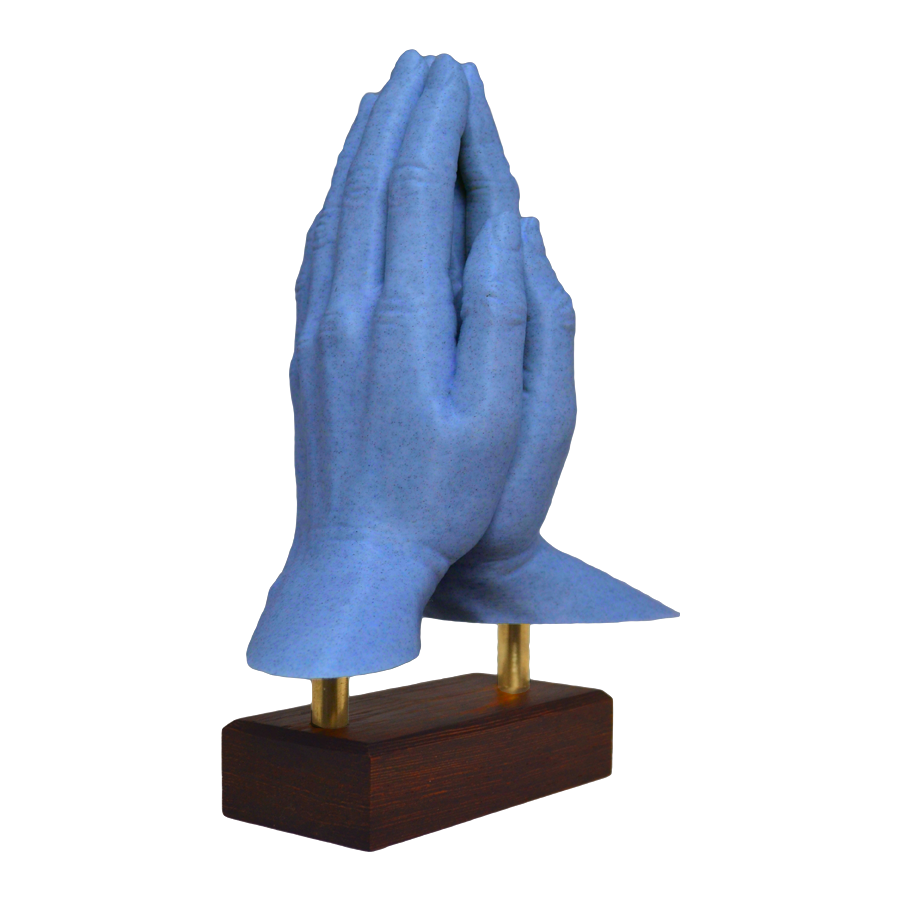 "Hands of Prayer" Sculpture (Blue)