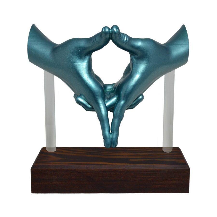 "Mudra of Insight" Sculpture (Cyan)